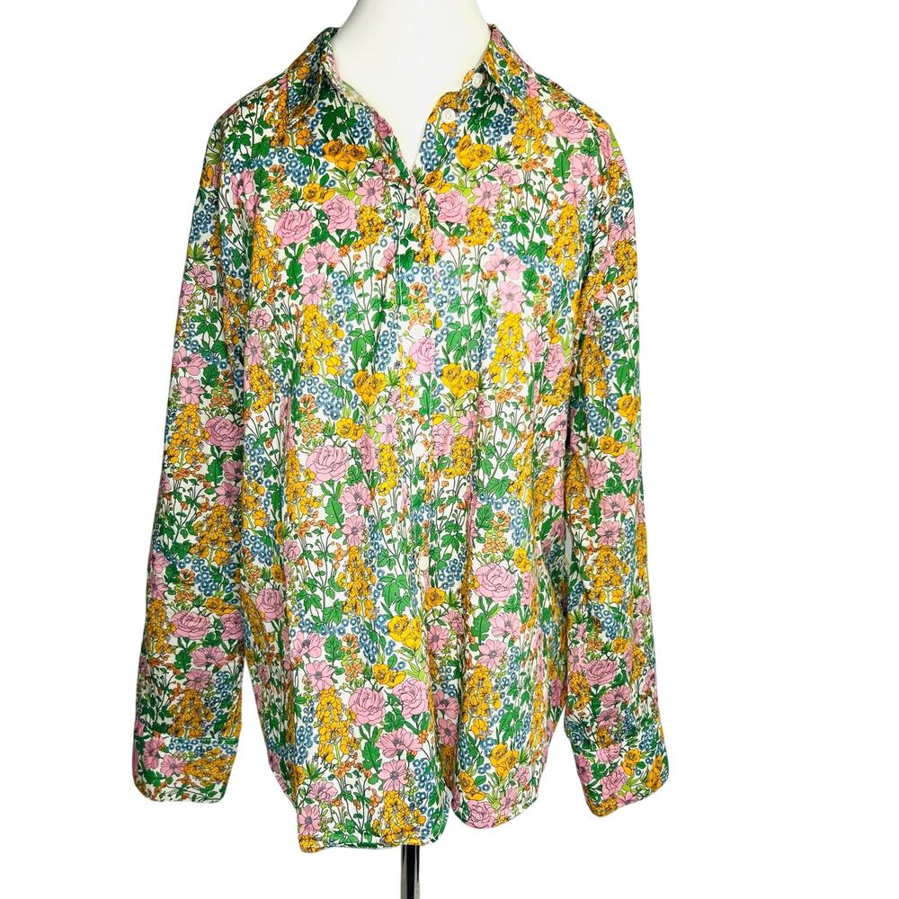 J. Crew Liberty of London Floral Button Down Shirt Blouse Top Size 24 / 3X Slim